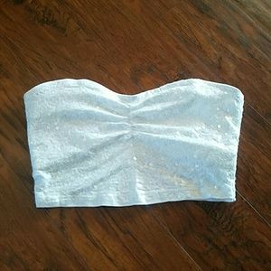 Express strapless halter top crop top